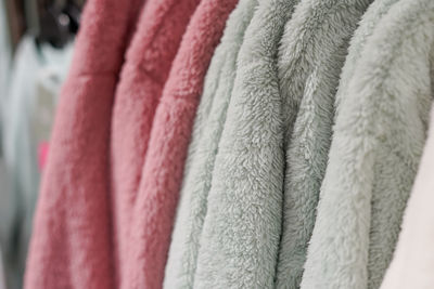 Close-up of multi colored towels on table