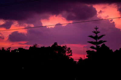 Low angle view of silhouette trees against sky