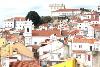 High angle view of buildings in city