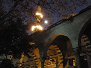 Low angle view of illuminated street light