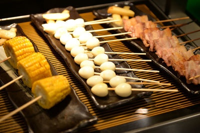 High angle view of food in plate on table