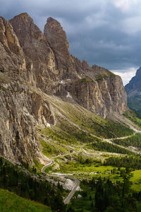 Scenic view of rocky mountains against sky