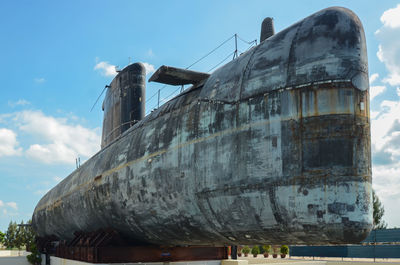 Low angle view of submarine