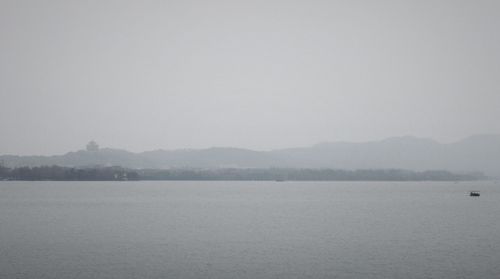 Scenic view of lake against clear sky