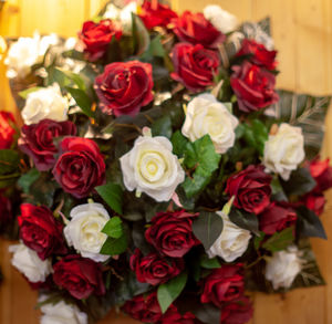 High angle view of rose bouquet
