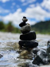 Stack of stones on rock