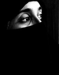 Close-up portrait of serious young woman