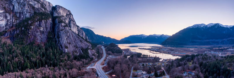 Panoramic view of landscape and mountains against sky