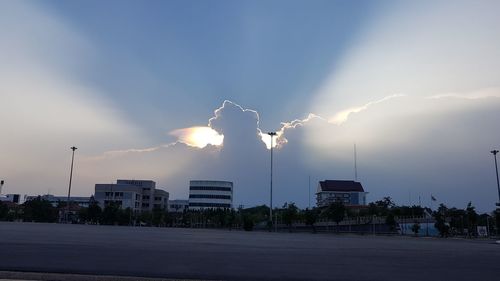 Panoramic view of buildings and city against sky