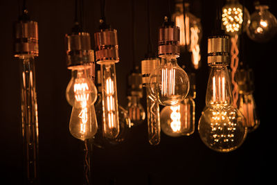 Close-up of illuminated light bulb