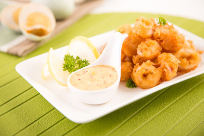 Close-up of served food in bowl