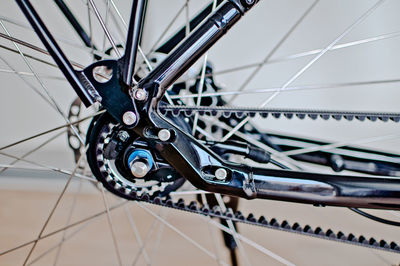 Low angle view of bicycle wheel