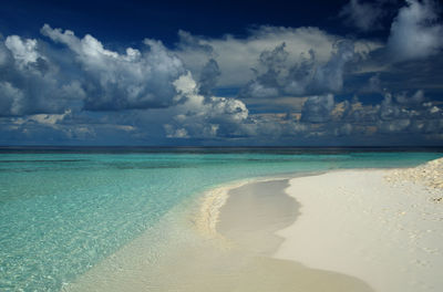 Scenic view of sea against cloudy sky