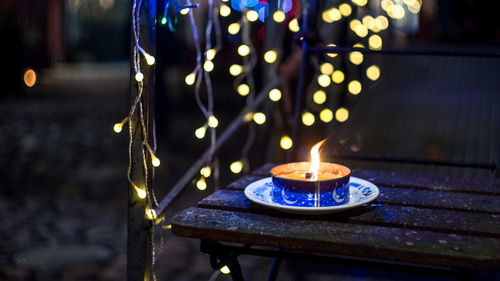 Close-up of illuminated candles