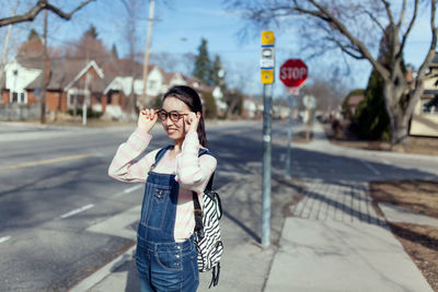 Woman waiting for public transportation