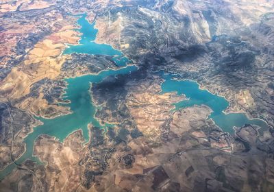 Aerial view of mountains and river