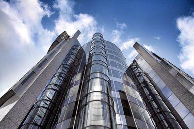 Low angle view of modern building against sky