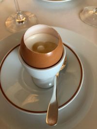 Close-up of coffee cup on table