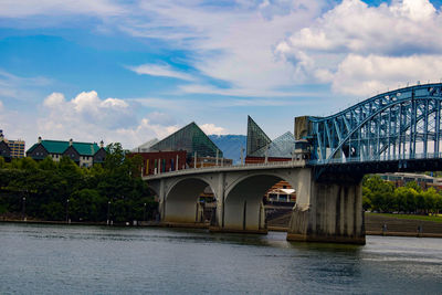 Bridge over river against sky