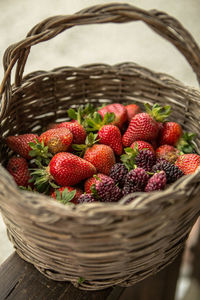 Close-up of strawberries in basket