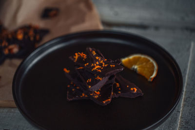 Close-up of homemade chocolate on plate