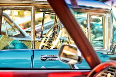 View of blue vintage car