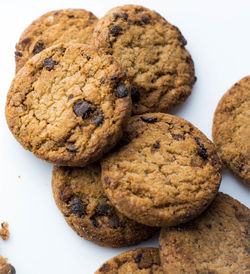 High angle view of cookies