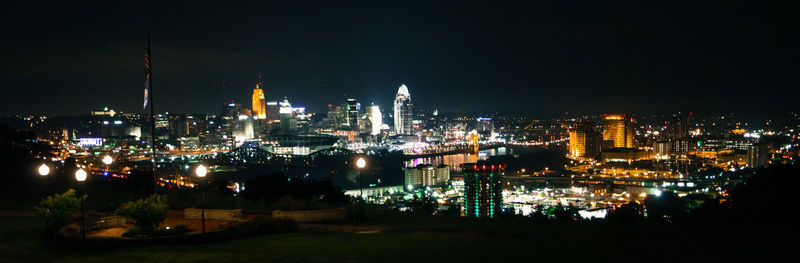 Illuminated cityscape at night