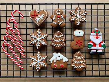 View of cookies in row