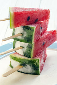 Close-up of watermelon slices 