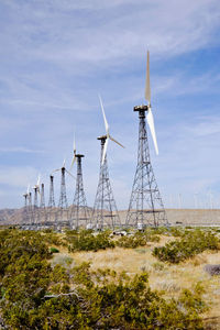 Old wind turbines near cabazon california