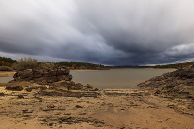 Scenic view of land against sky