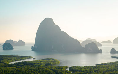 Samed nang chee view point in phang nga, zoom in to big mountain on the ocean and forest like amazon