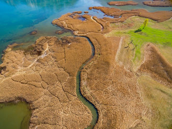 High angle view of land on sea shore