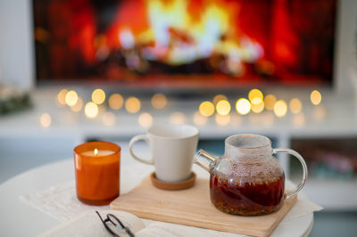 Close-up of coffee on table