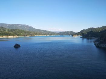 Scenic view of sea against clear sky