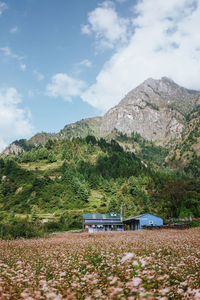 Scenic view of mountains against sky