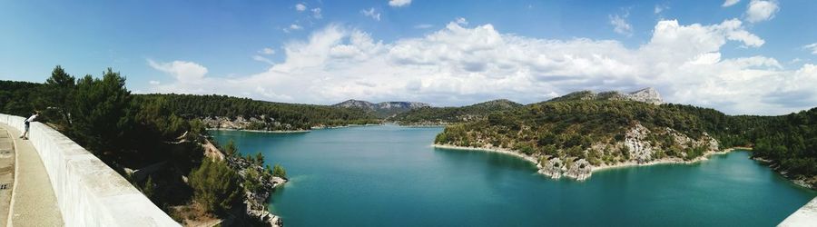 Panoramic shot of calm lake