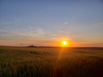 Scenic view of field against sky during sunset