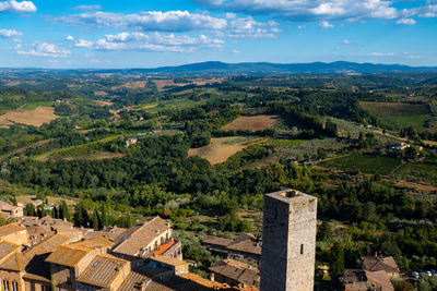 View from the top of the main tower, city of san gimignano, tuscany