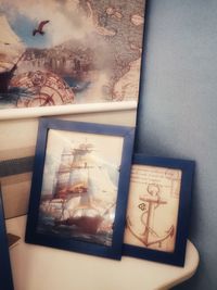 High angle view of text on table