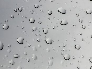 Full frame shot of wet glass window during rainy season