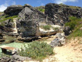 Rock formations on cliff