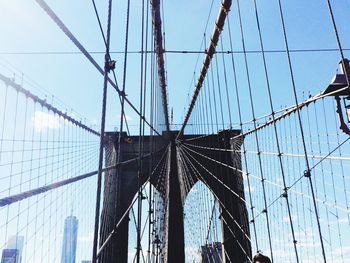 Low angle view of suspension bridge