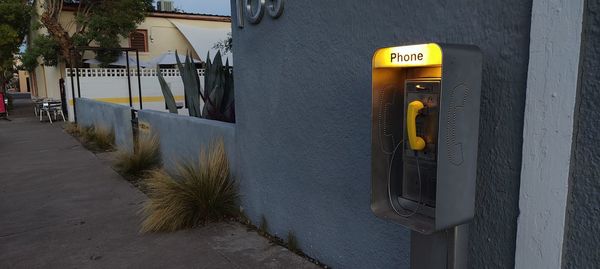 Close-up of telephone booth