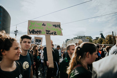 Group of people demonstrating at the climate strike in berlin