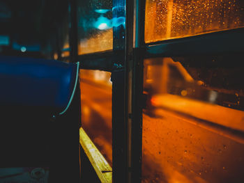 View of train through window