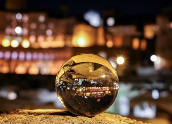 Close-up of illuminated crystal ball
