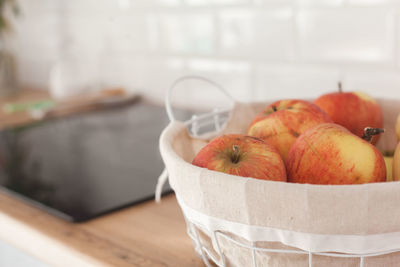 Close-up of apples in basket