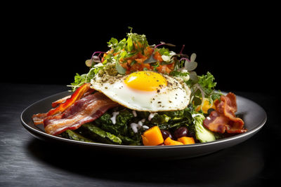 Close-up of food in plate on table